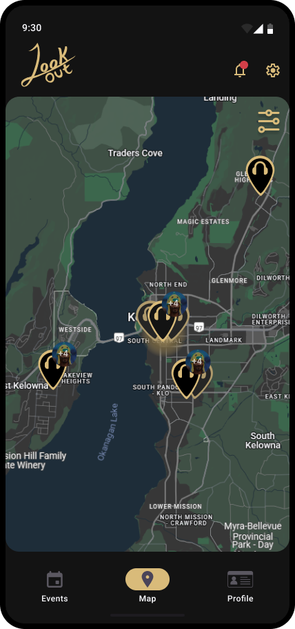 Map view showing local events